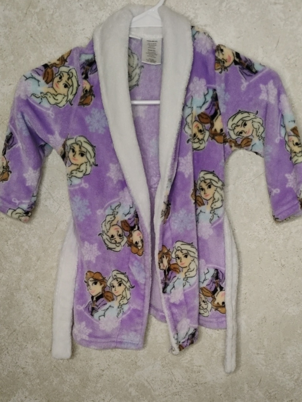 Girls' Lavender Character Fleece Robe with White Sherpa Trim